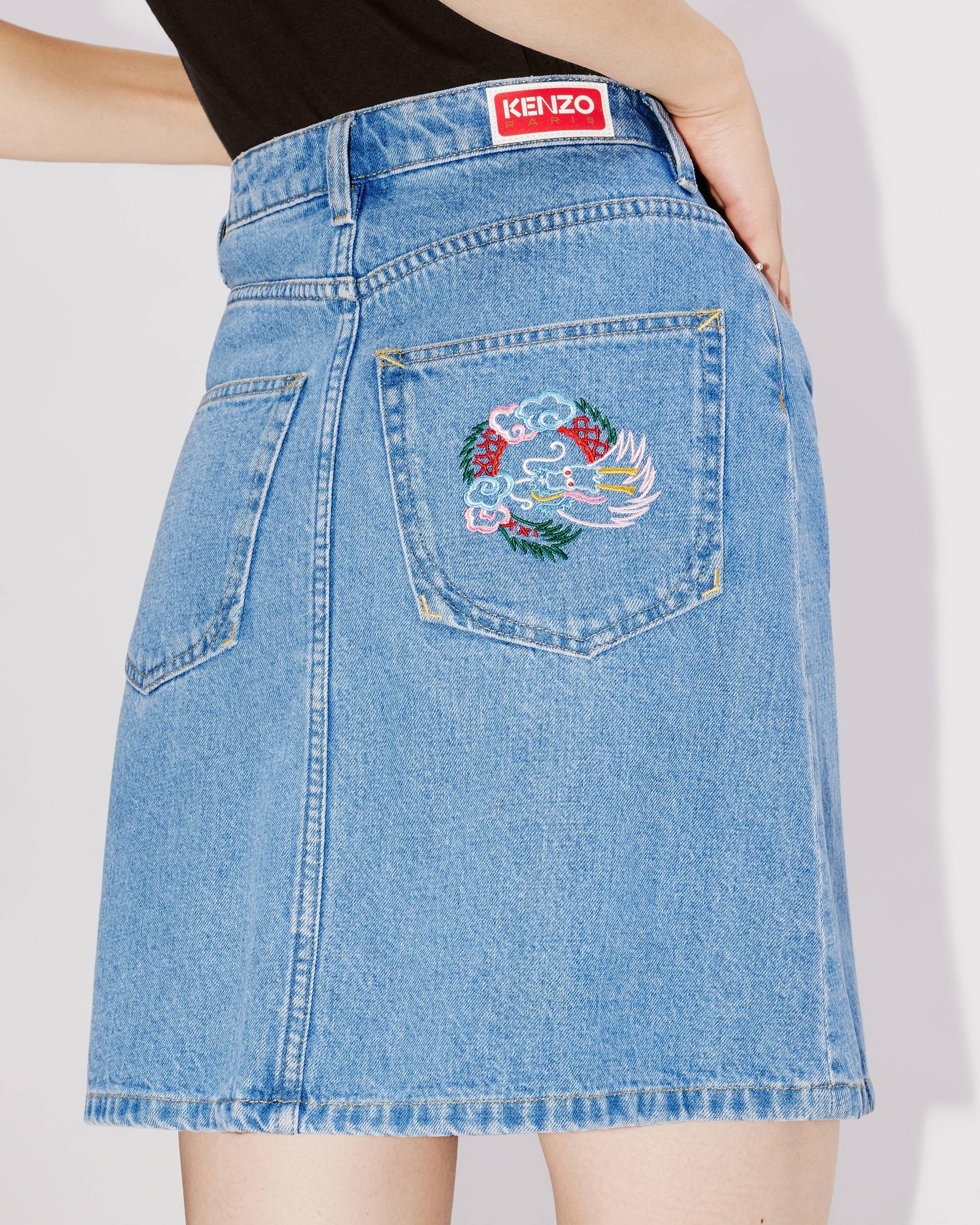 'Year of the Dragon' embroidered Japanese denim miniskirt - 7