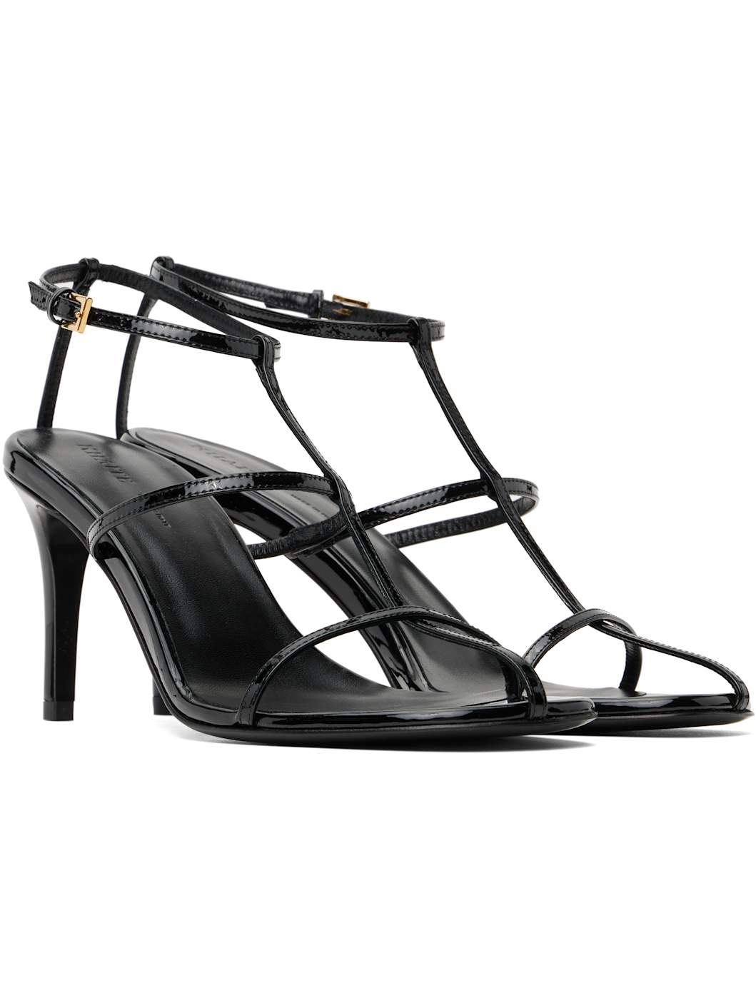 Black Cage Heeled Sandals - 4