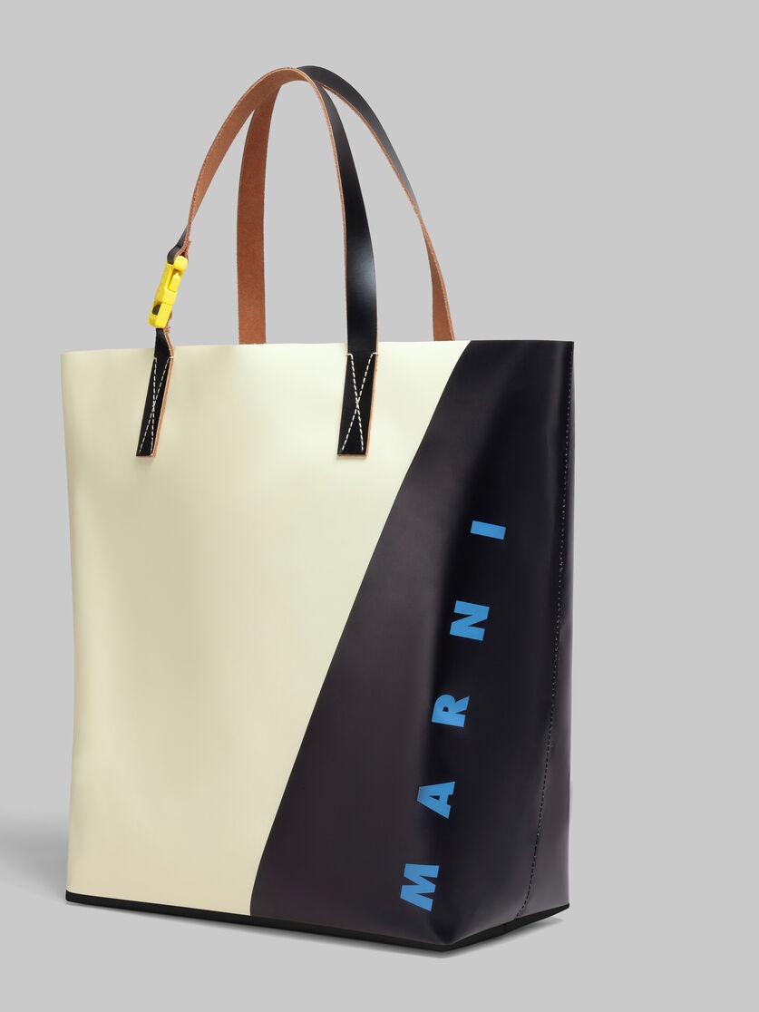 WHITE AND BLACK TRIBECA SHOPPER WITH MARNI TAG - 5