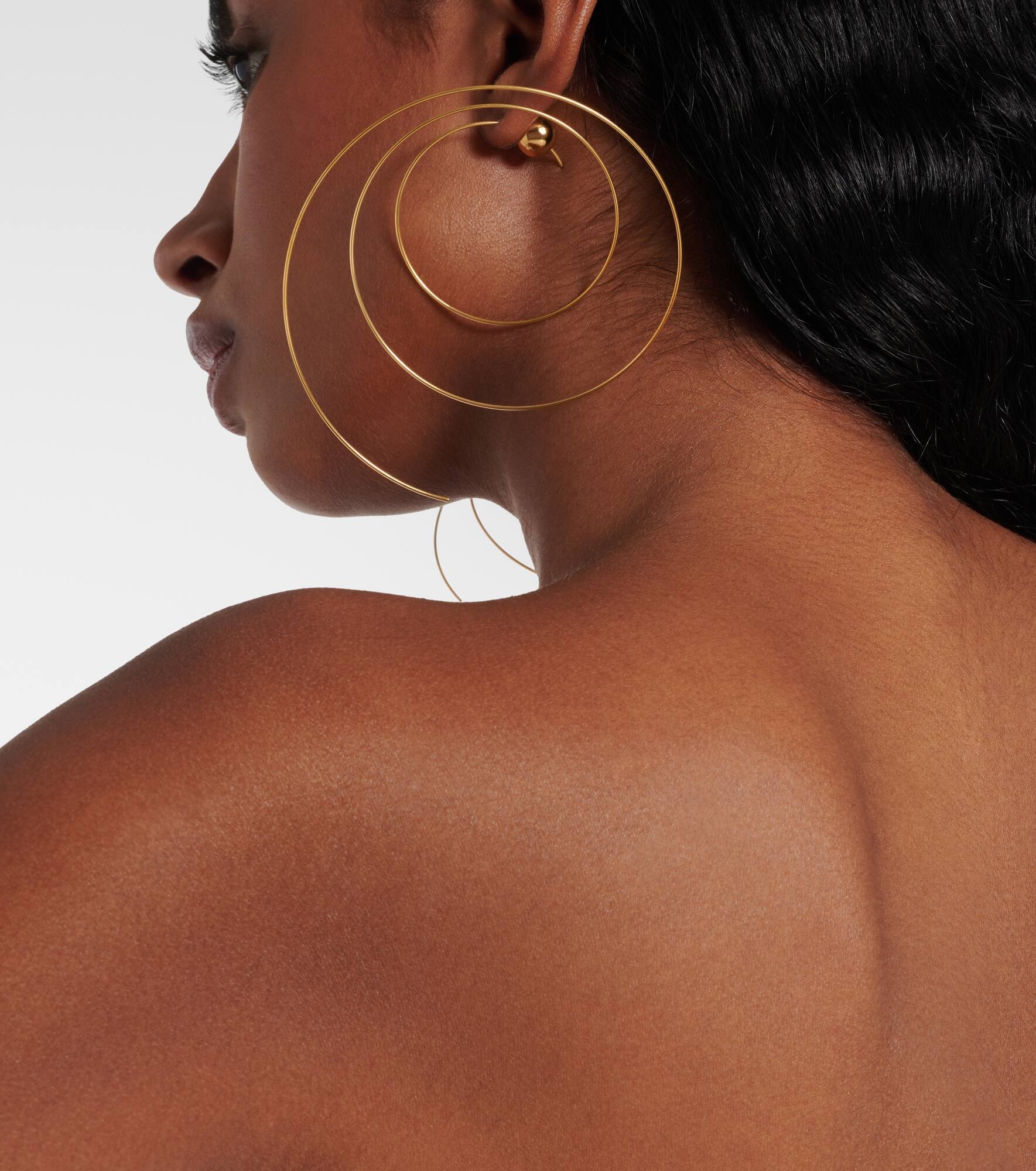 Thin Spiral S gold-plated stainless steel earrings - 6