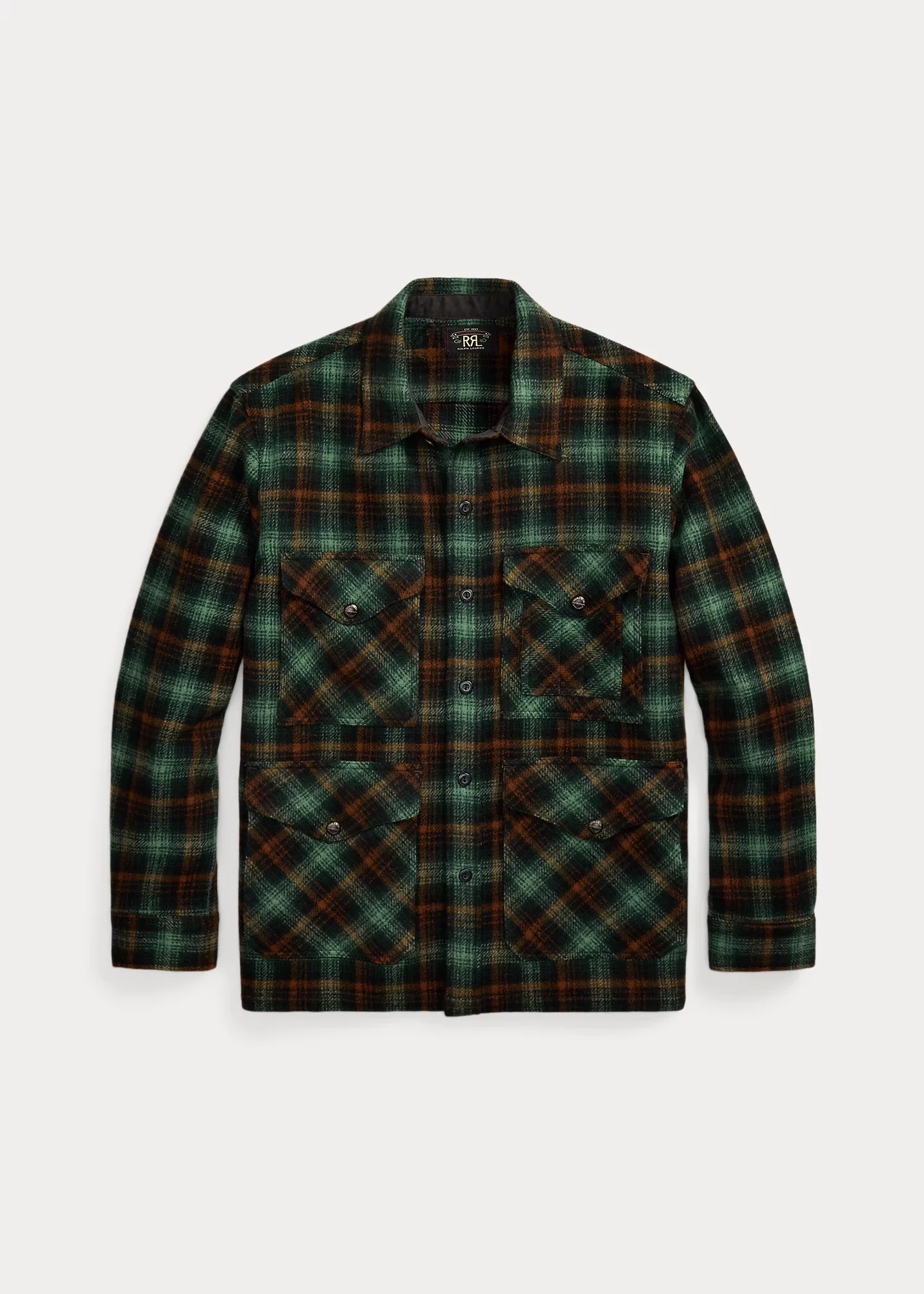 Plaid Wool Twill Overshirt - 1