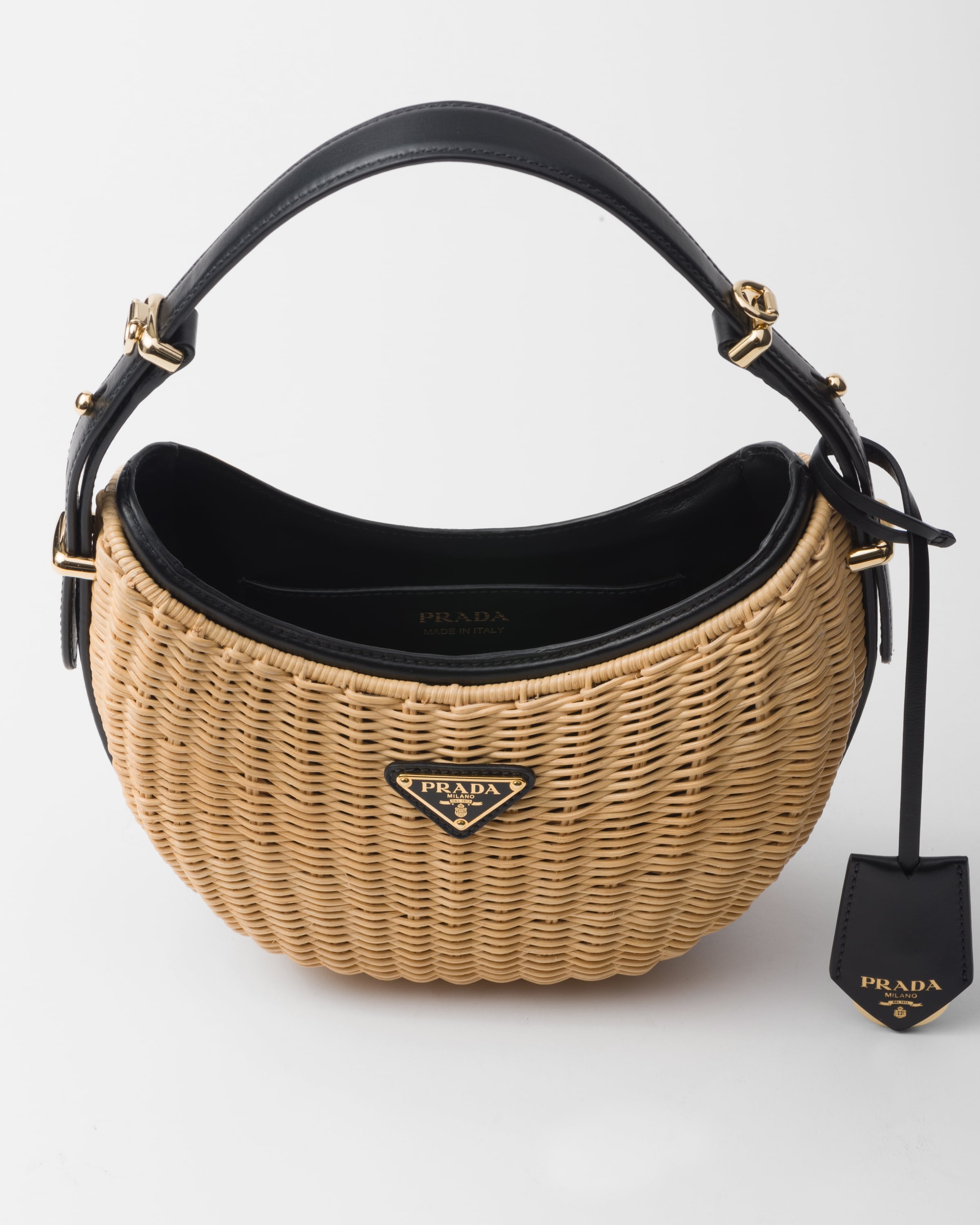 Prada Arqué woven fabric and leather bag - 5