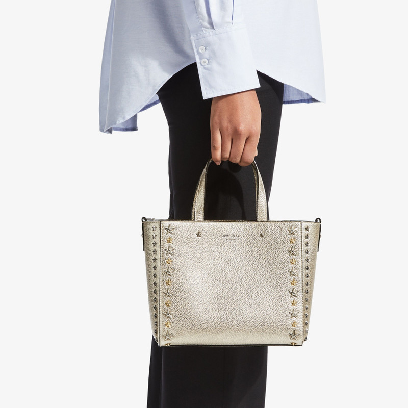Pegasi/s Tote
Light Gold Metallic Soft Grainy Calf Small Tote Bag with Stars Mix 3