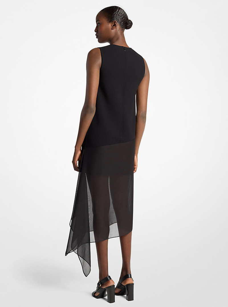 MICHAEL KORS COLLECTION Double Faced Stretch Wool Crepe and Silk Voile Veiled Dress outlook