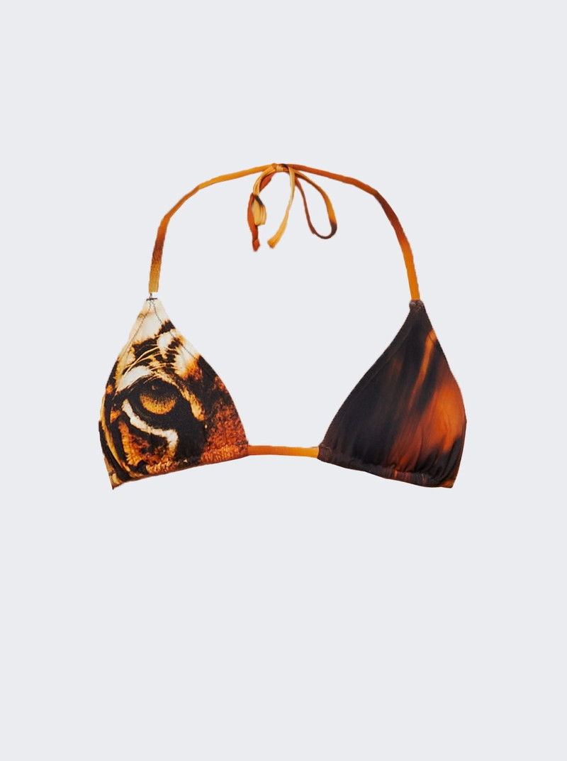X Roberto Cavalli Triangle Bikini Top Tiger Face Print - 1