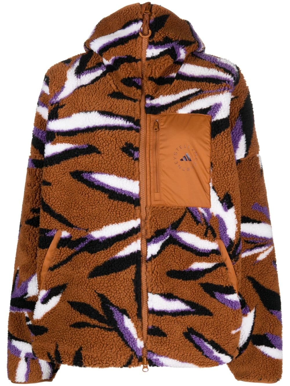 leaf-print zip-up fleece jacket - 1