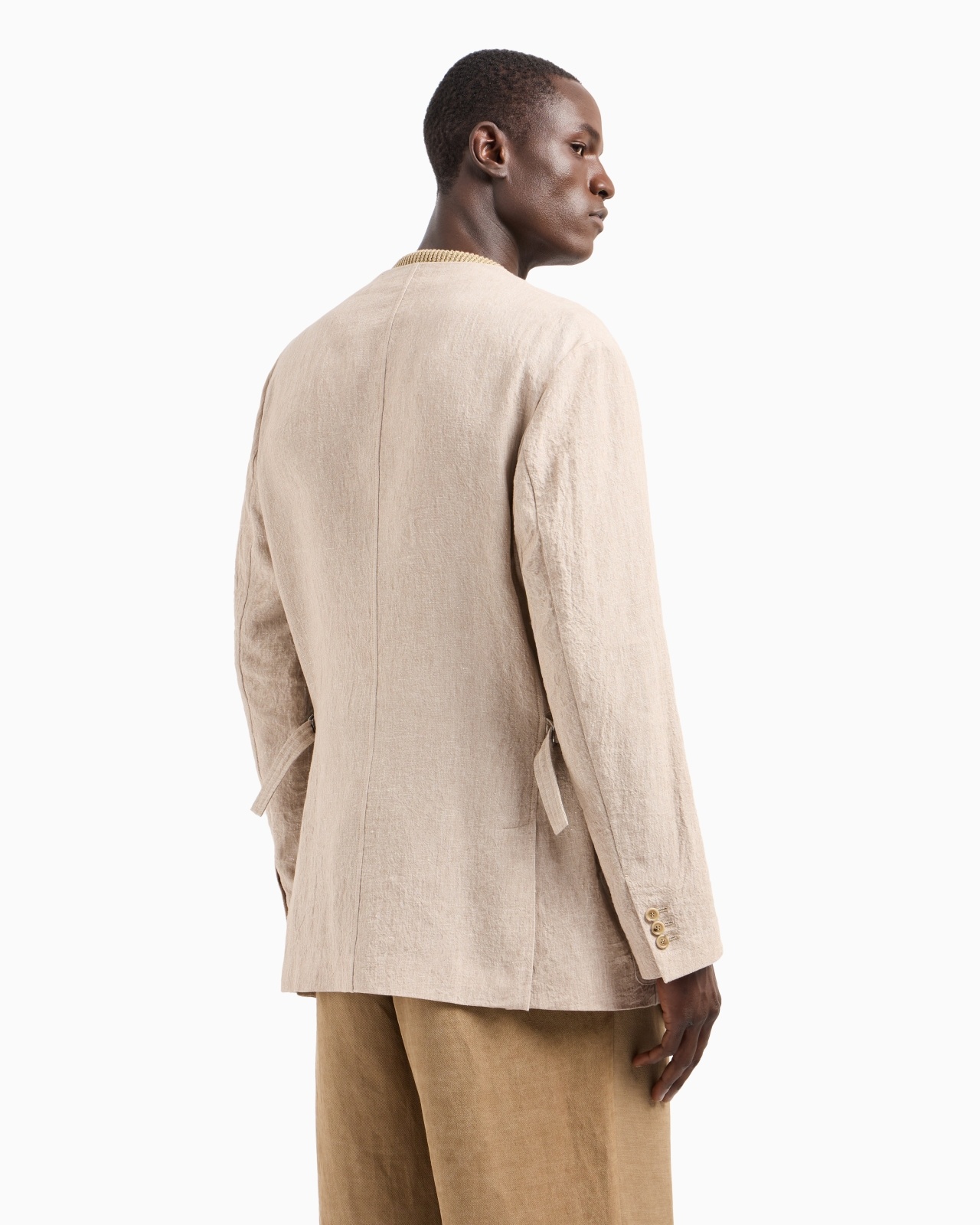 PURE LINEN CANVAS SINGLE-BREASTED JACKET - 3