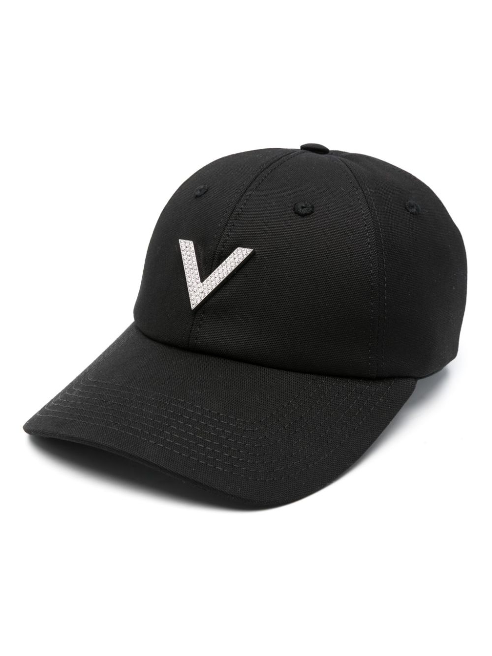 VLogo crystal-embellished cap - 1