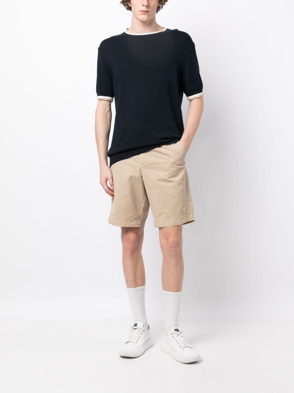 straight-leg cotton shorts - 2