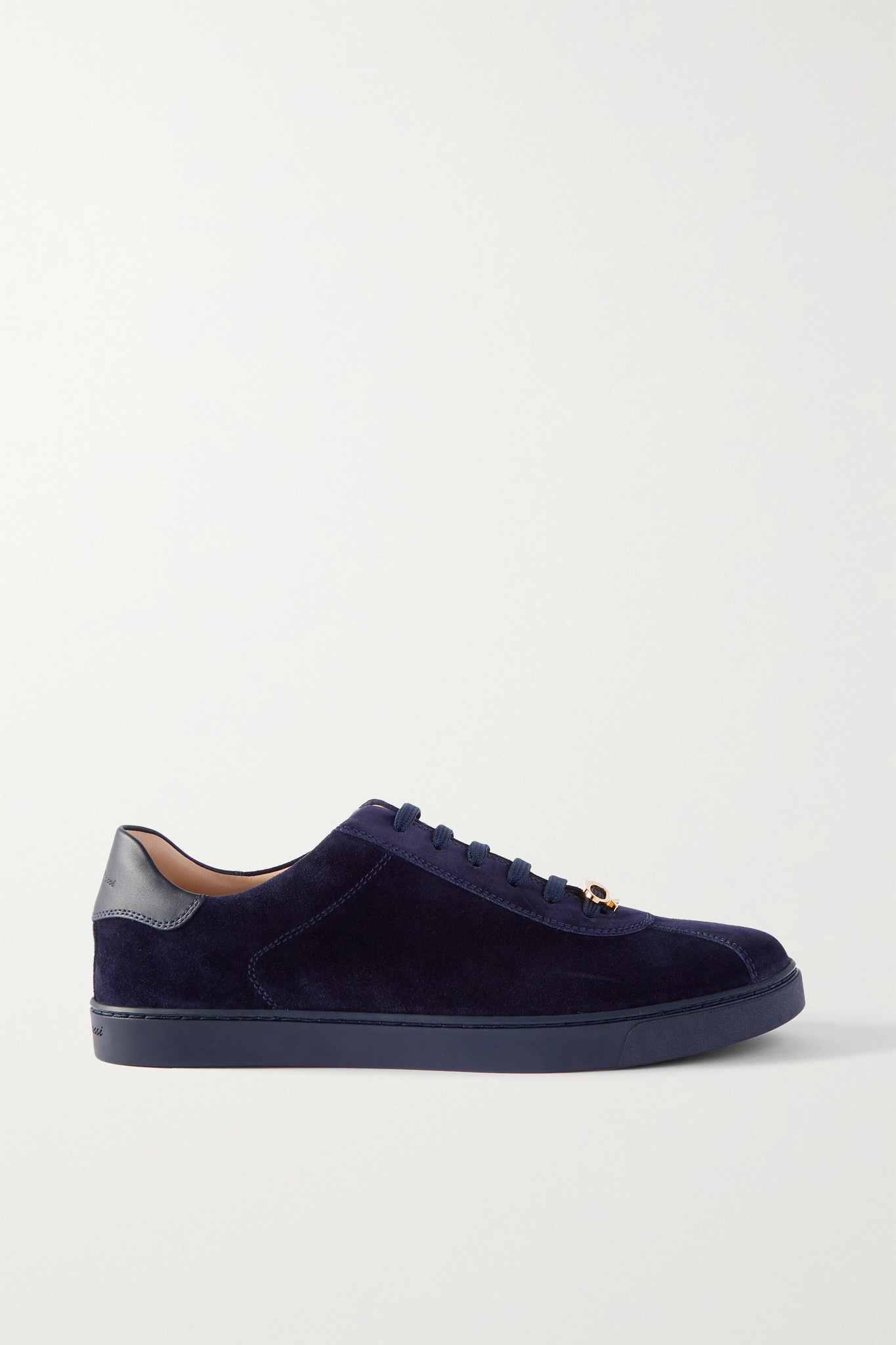 Leather-trimmed suede sneakers - 1