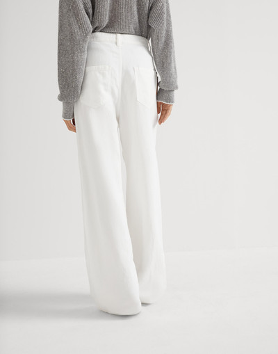 Brunello Cucinelli Garment-dyed relaxed trousers in cotton and linen cover outlook