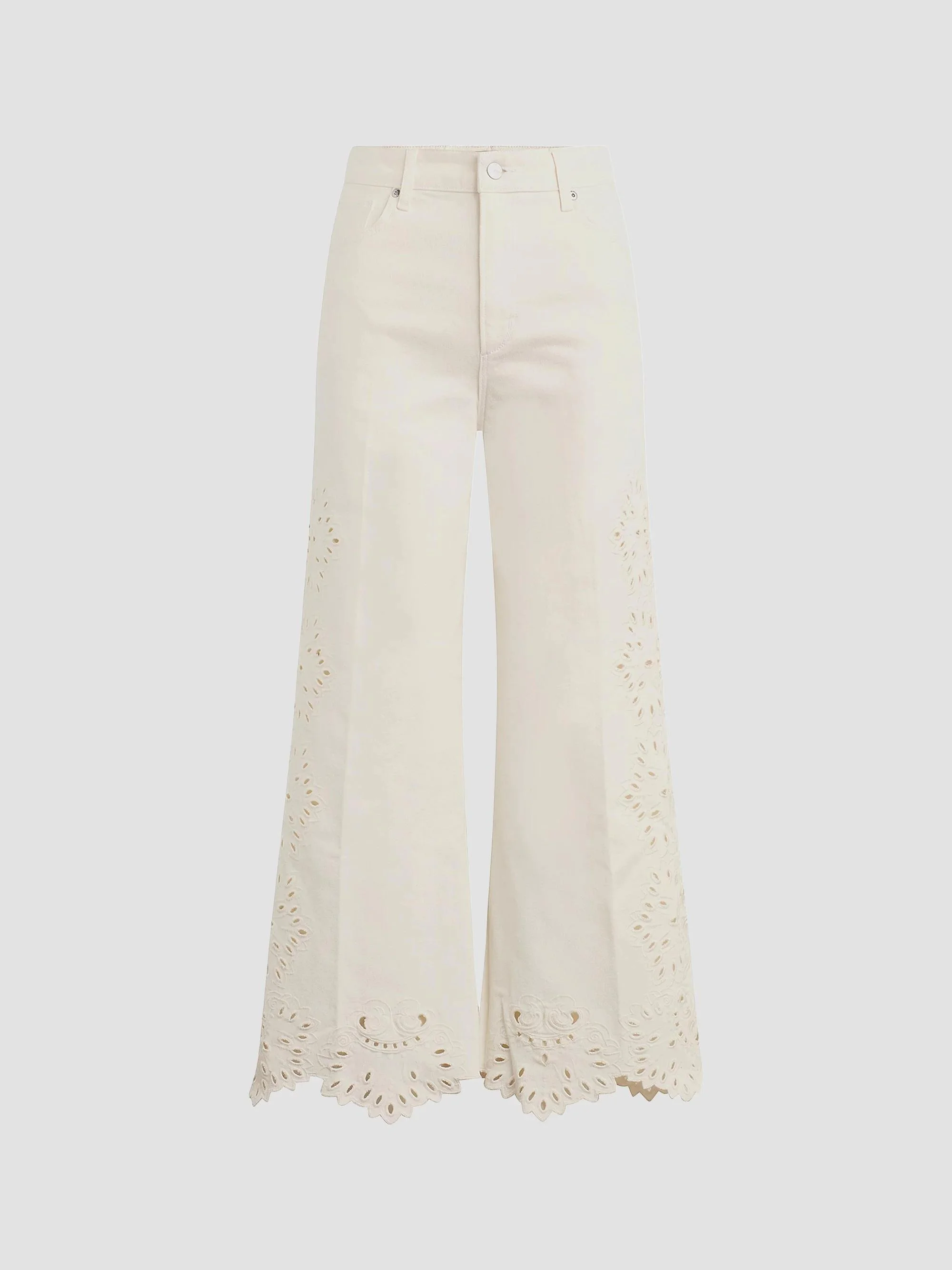 Women's Mia Stretch-Cotton Wide-leg Ankle Jeans - Ecru Floral - 1