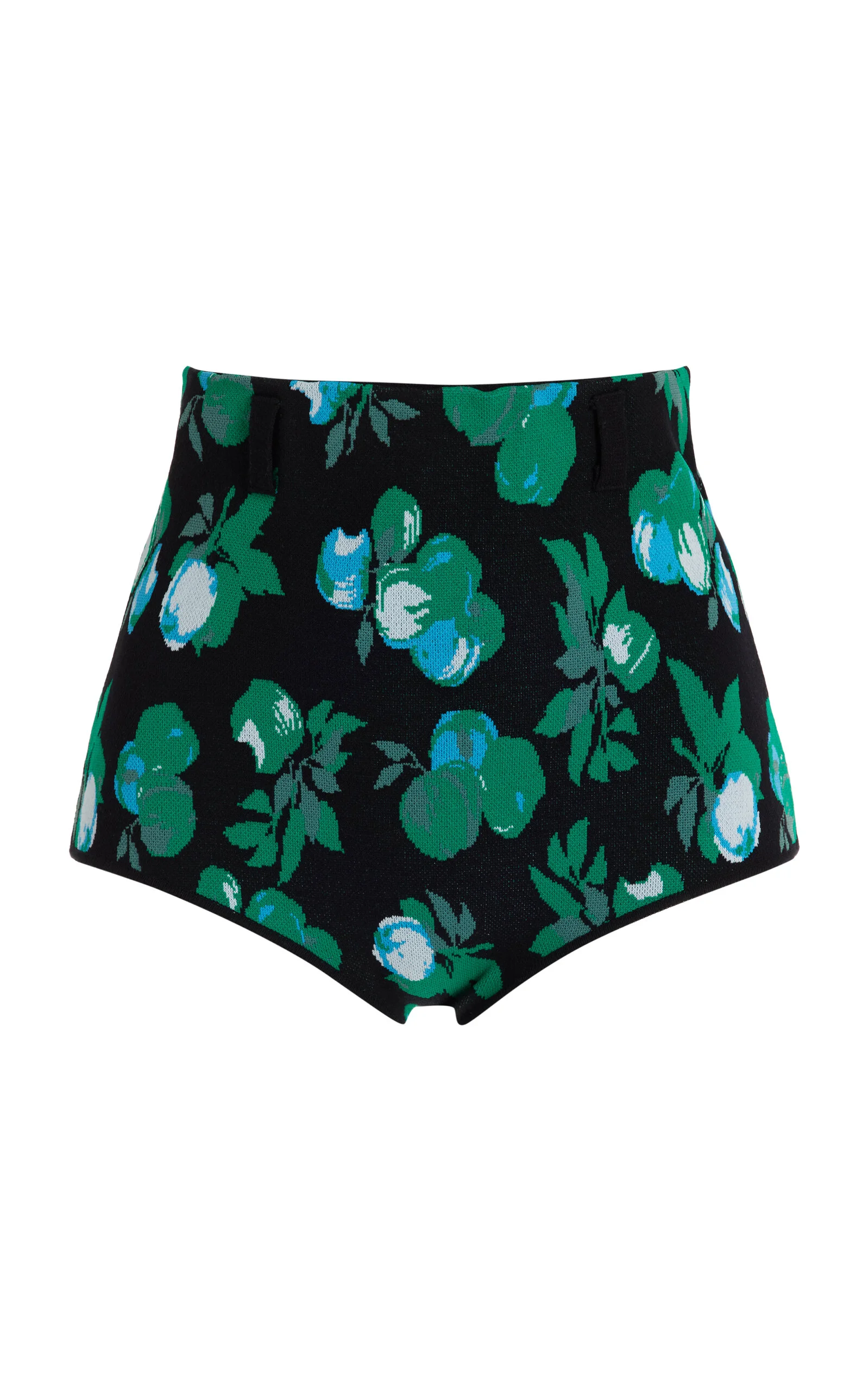 High-Waisted Jacquard Knit Shorts blue - 1