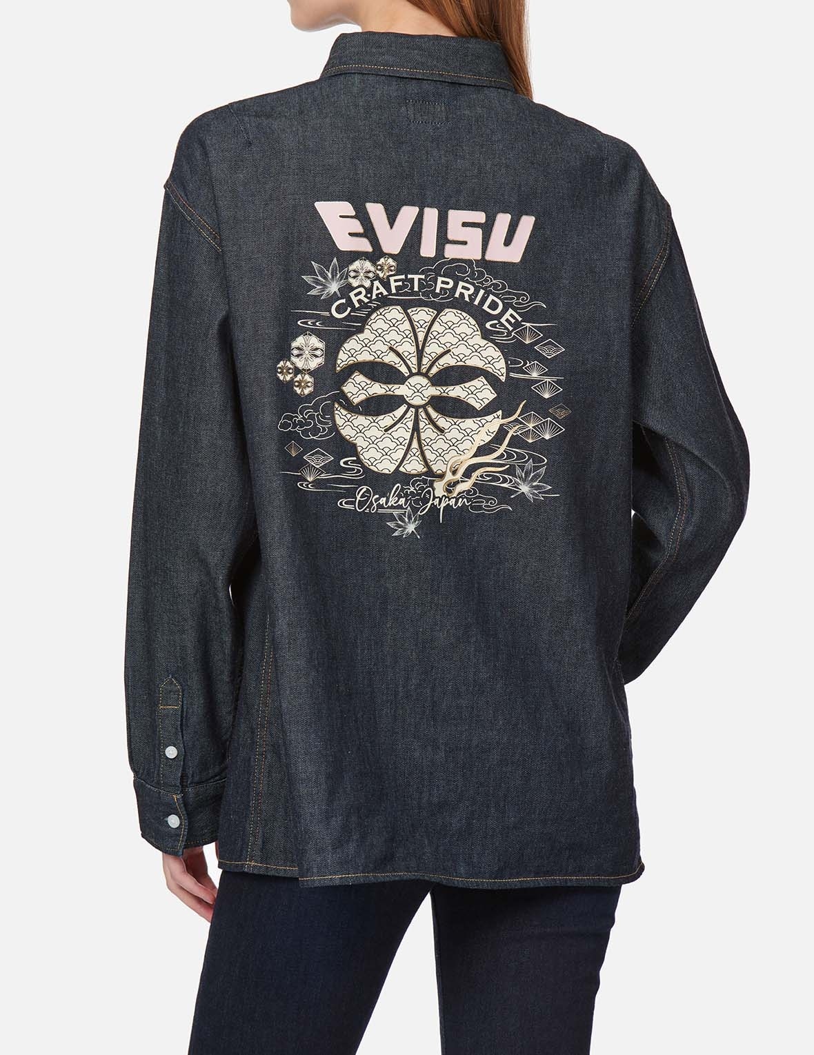 BROCADE KAMON PRINT DENIM SHIRT - 3