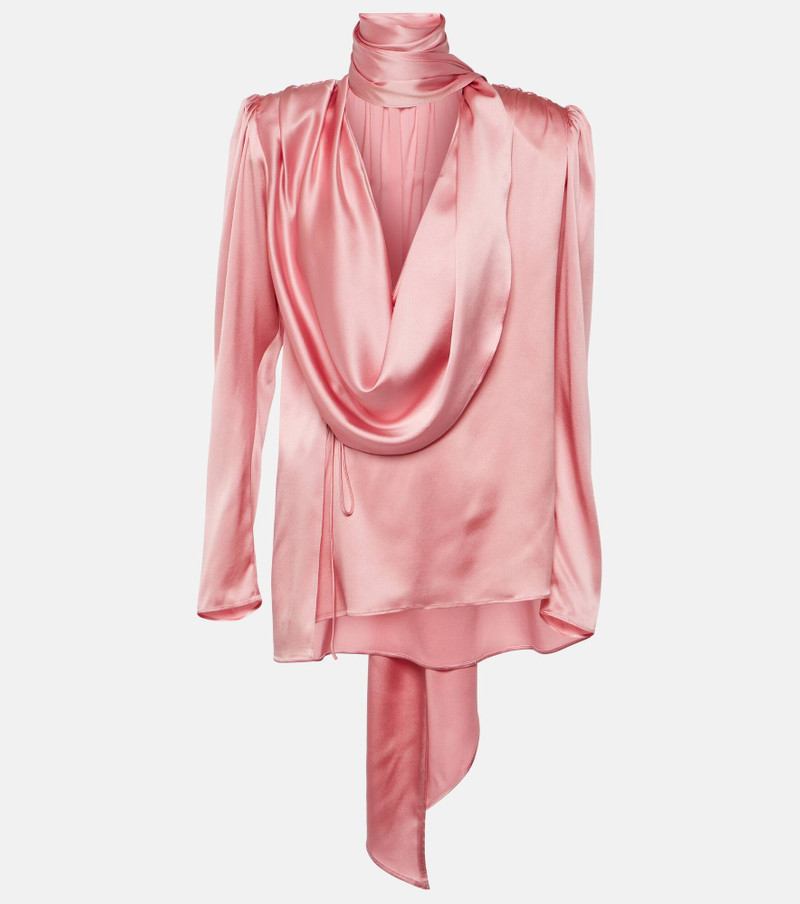 Draped silk-blend blouse - 1