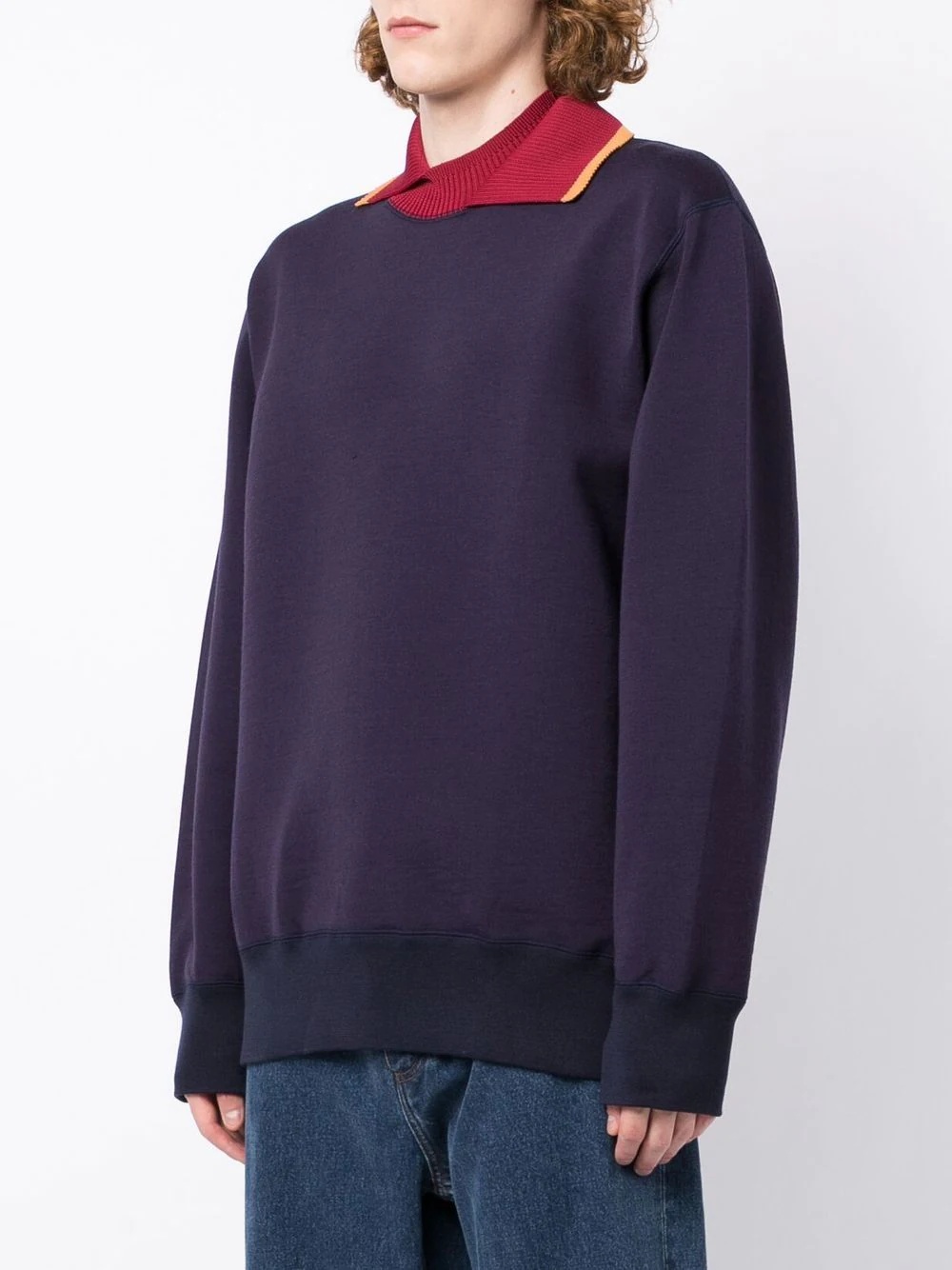 contrasting-collar detail sweatshirt - 3