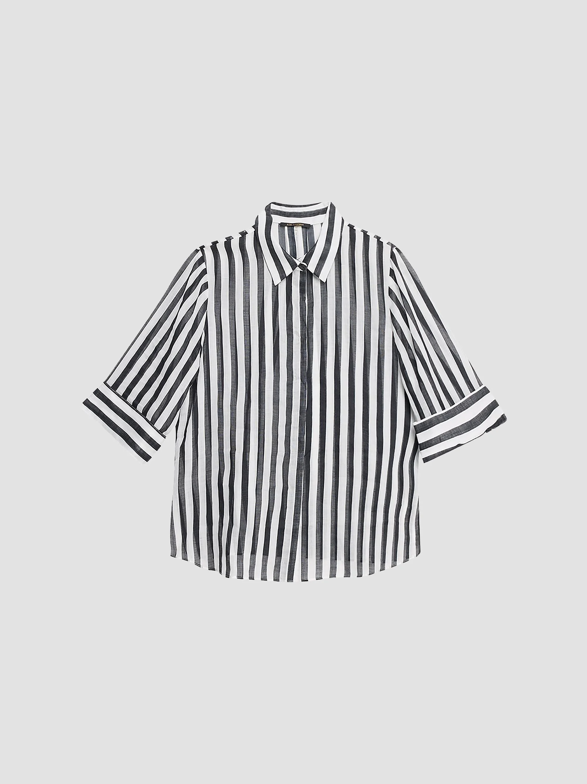 Women's Jolie Sheer Striped Blouse - Black White - 1