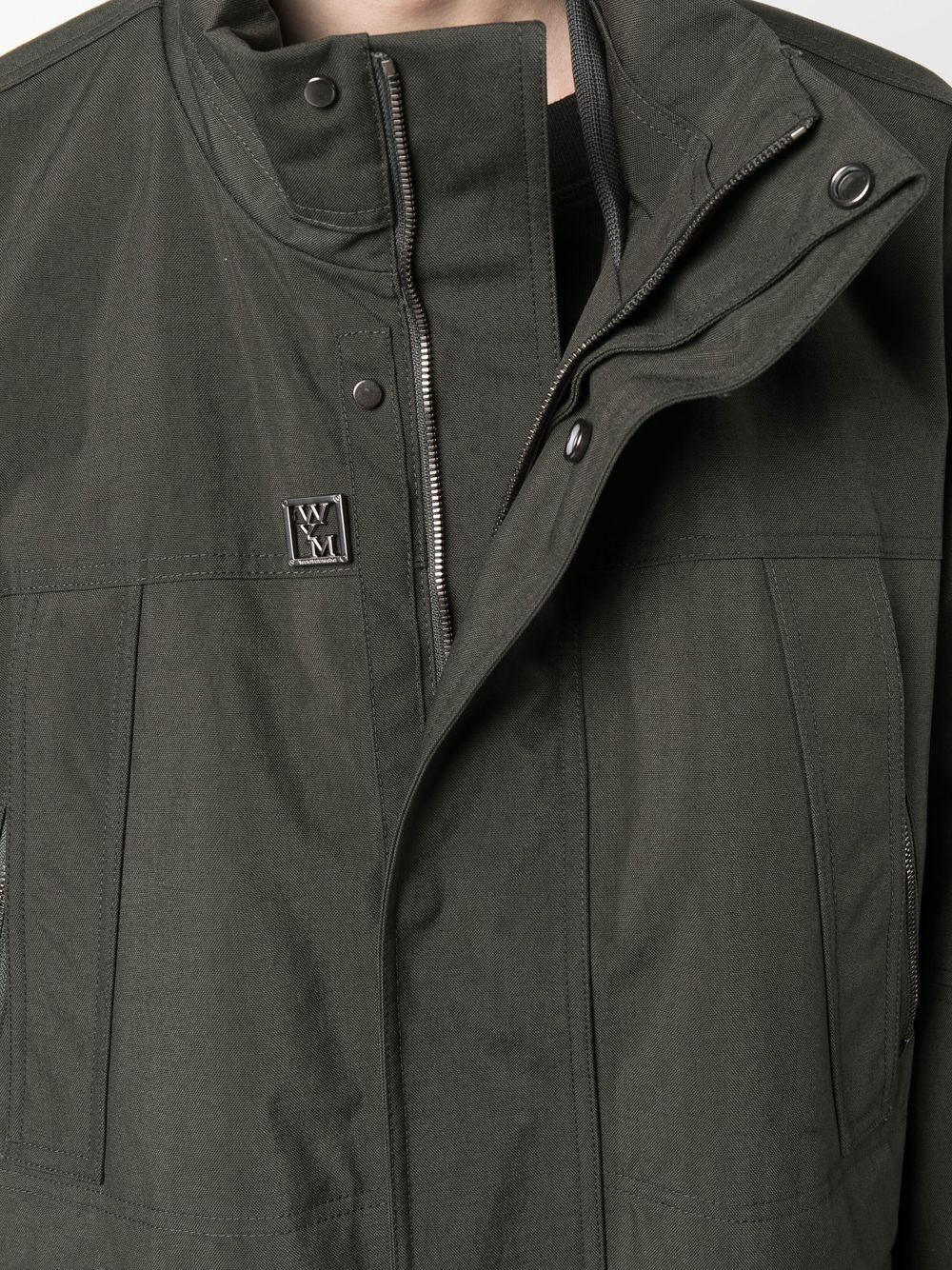 logo-plaque zip-up coat - 5