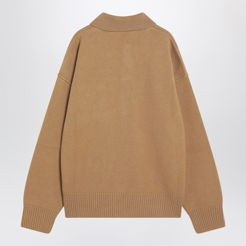 Ami Paris Camel-coloured Ami De Coeur polo sweater - 2