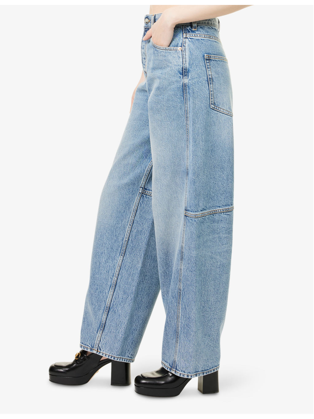Wide-Leg Mid-Wash Denim Jeans - 3