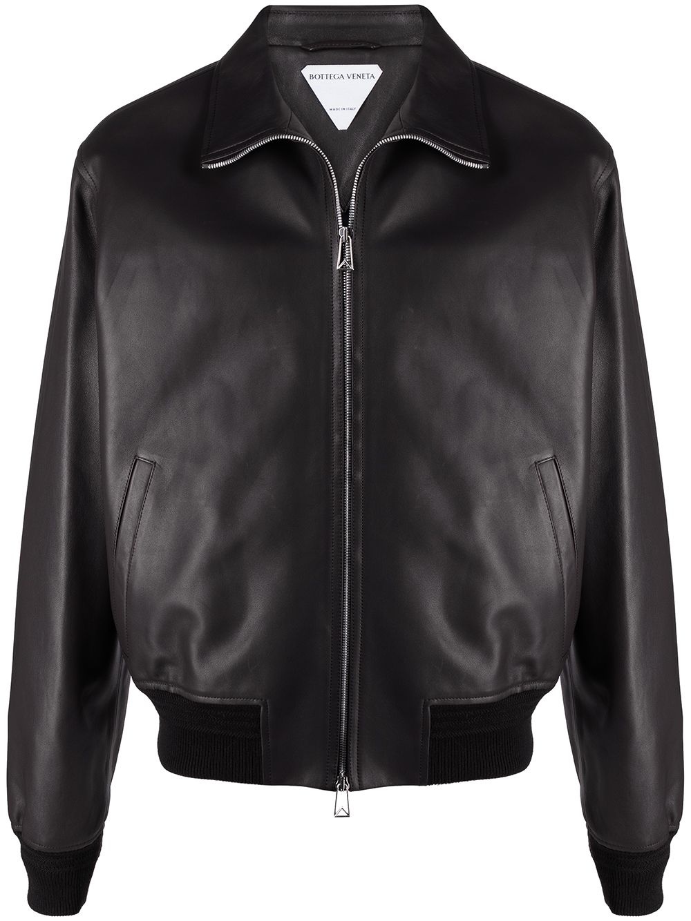 leather zip-up jacket - 1