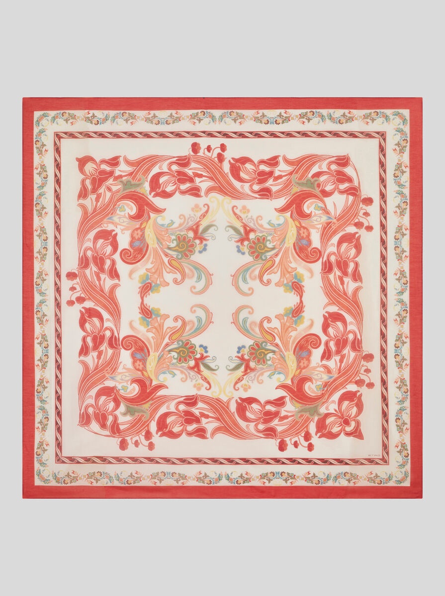 COTTON AND SILK SHAWL WITH PRINT - 1
