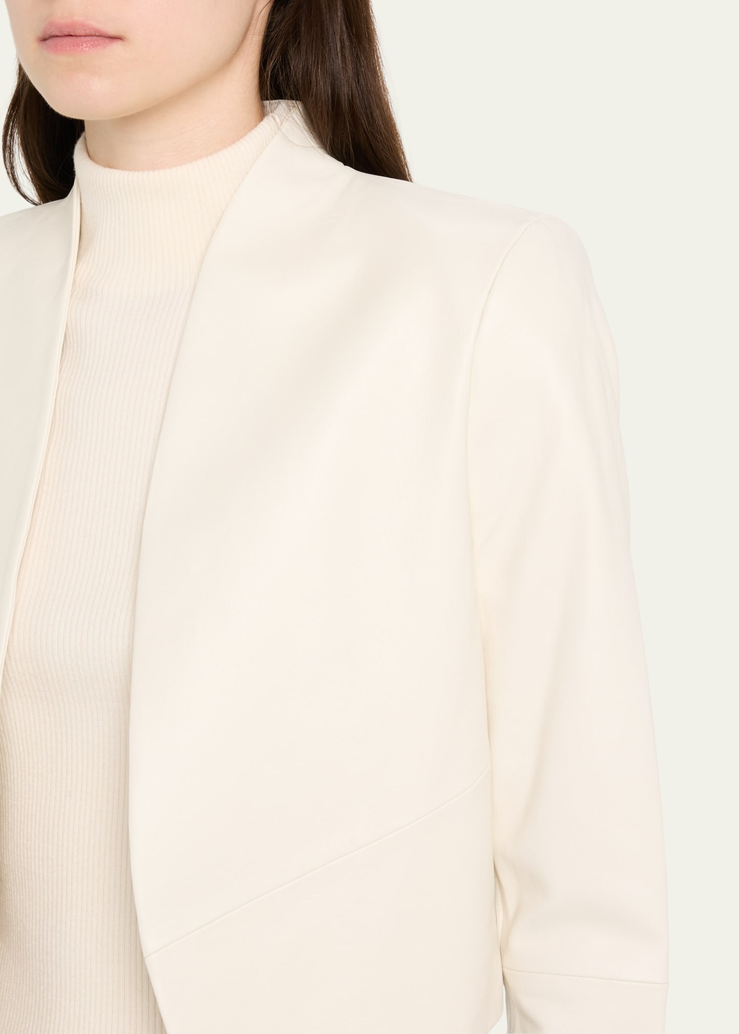 Harvey Draped Open-Front Leather Jacket - 5