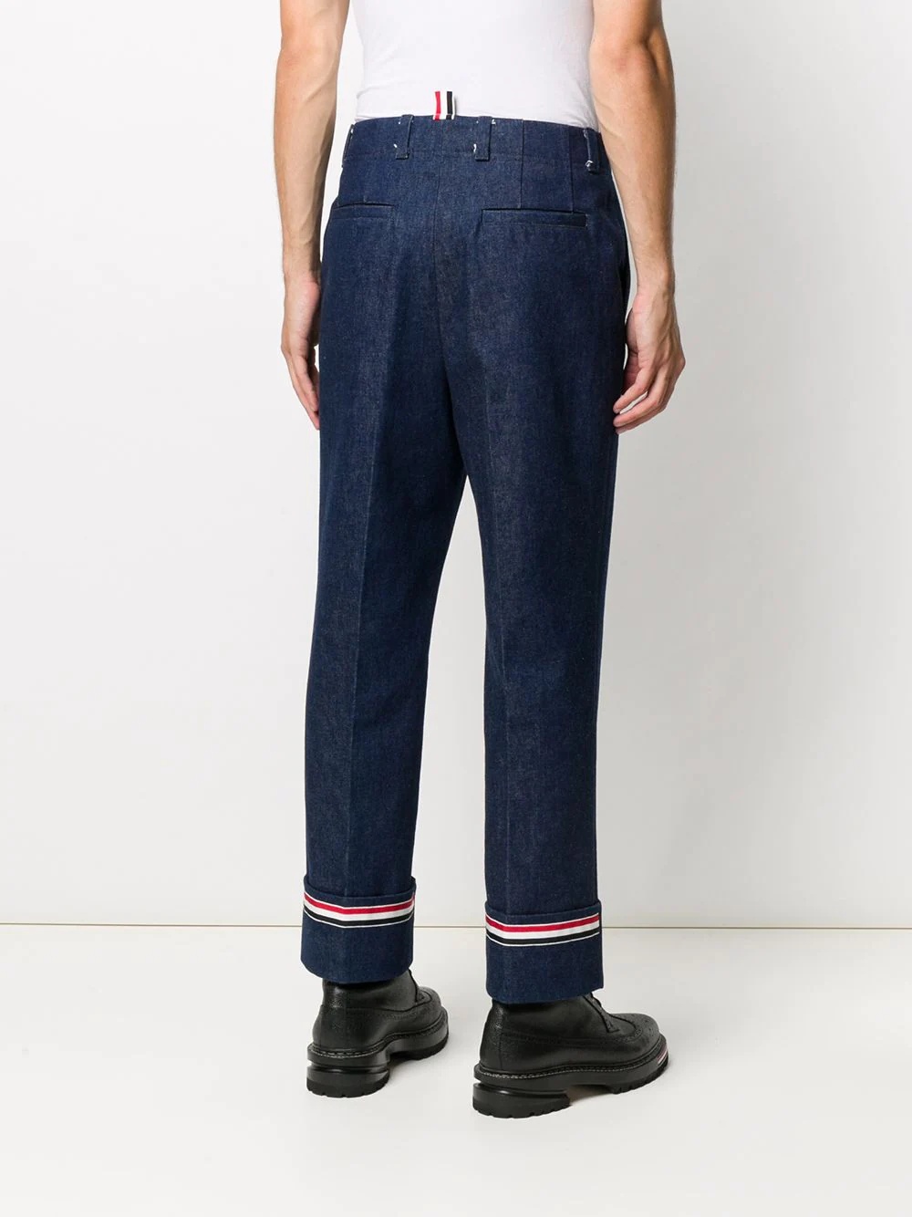 deconstructed washed denim tailored trousers - 4