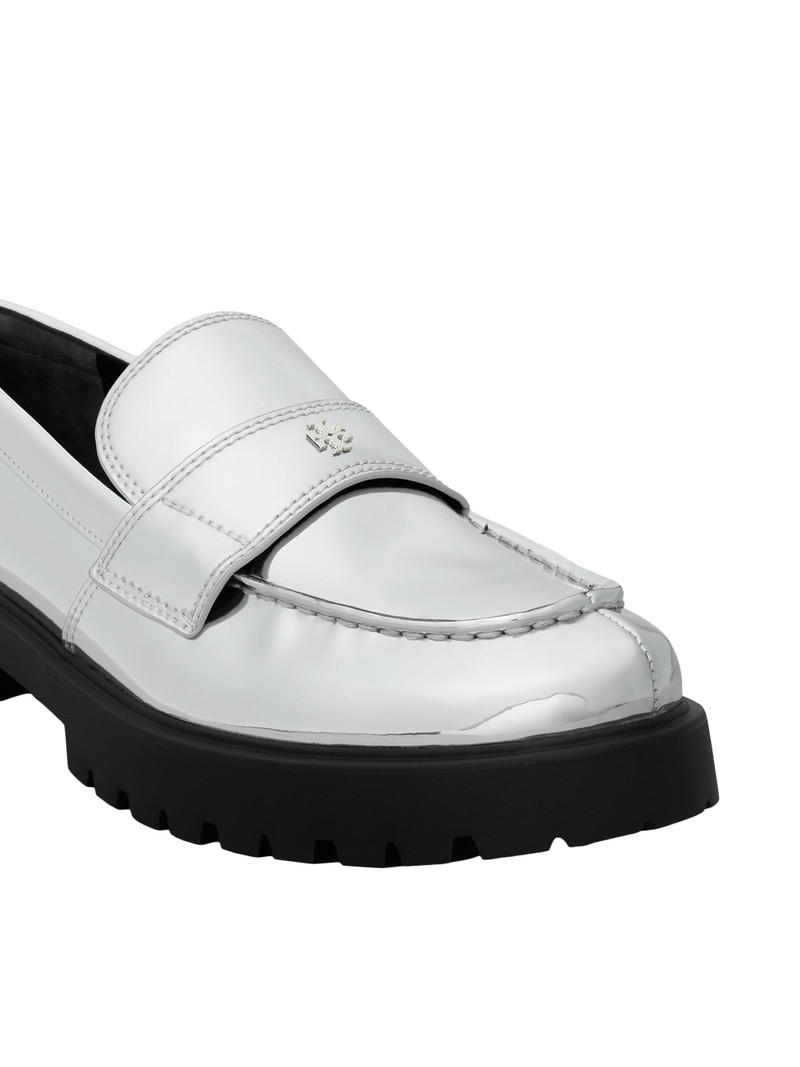 Women's Lug-Sole Leather Loafers - Silver 4