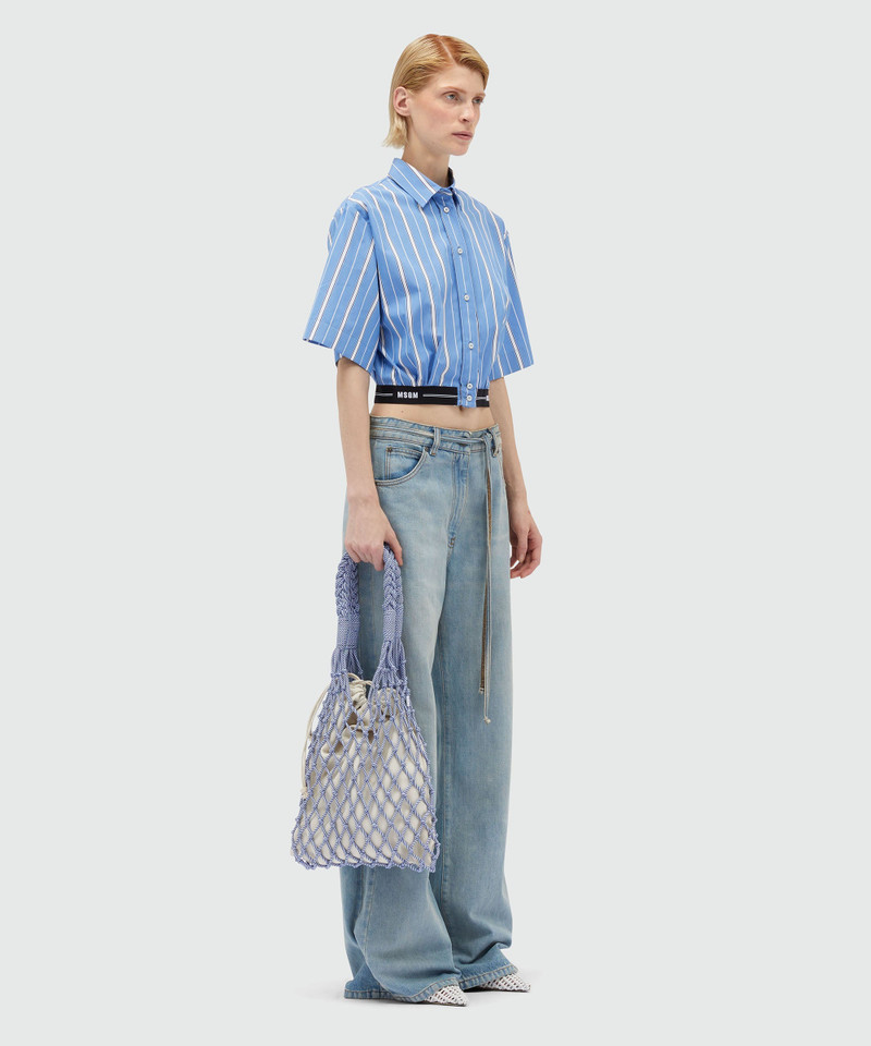 Cropped shirt in striped poplin with MSGM elastic 4