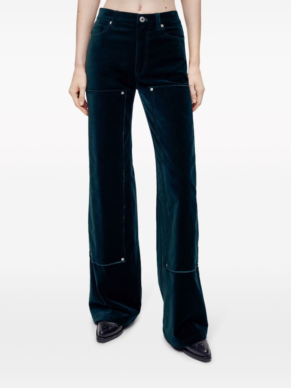 wide-leg velvet trousers - 3
