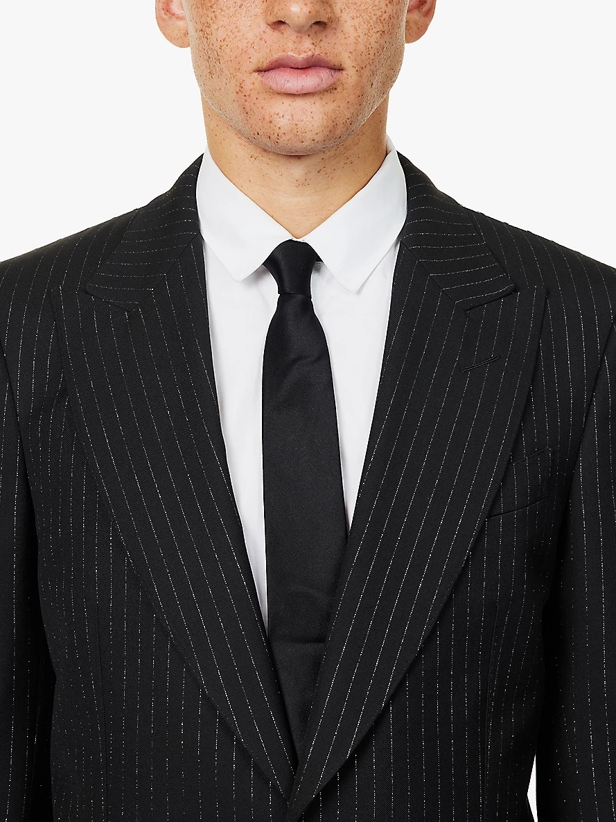 Striped single-breasted regular-fit wool-blend suit - 5