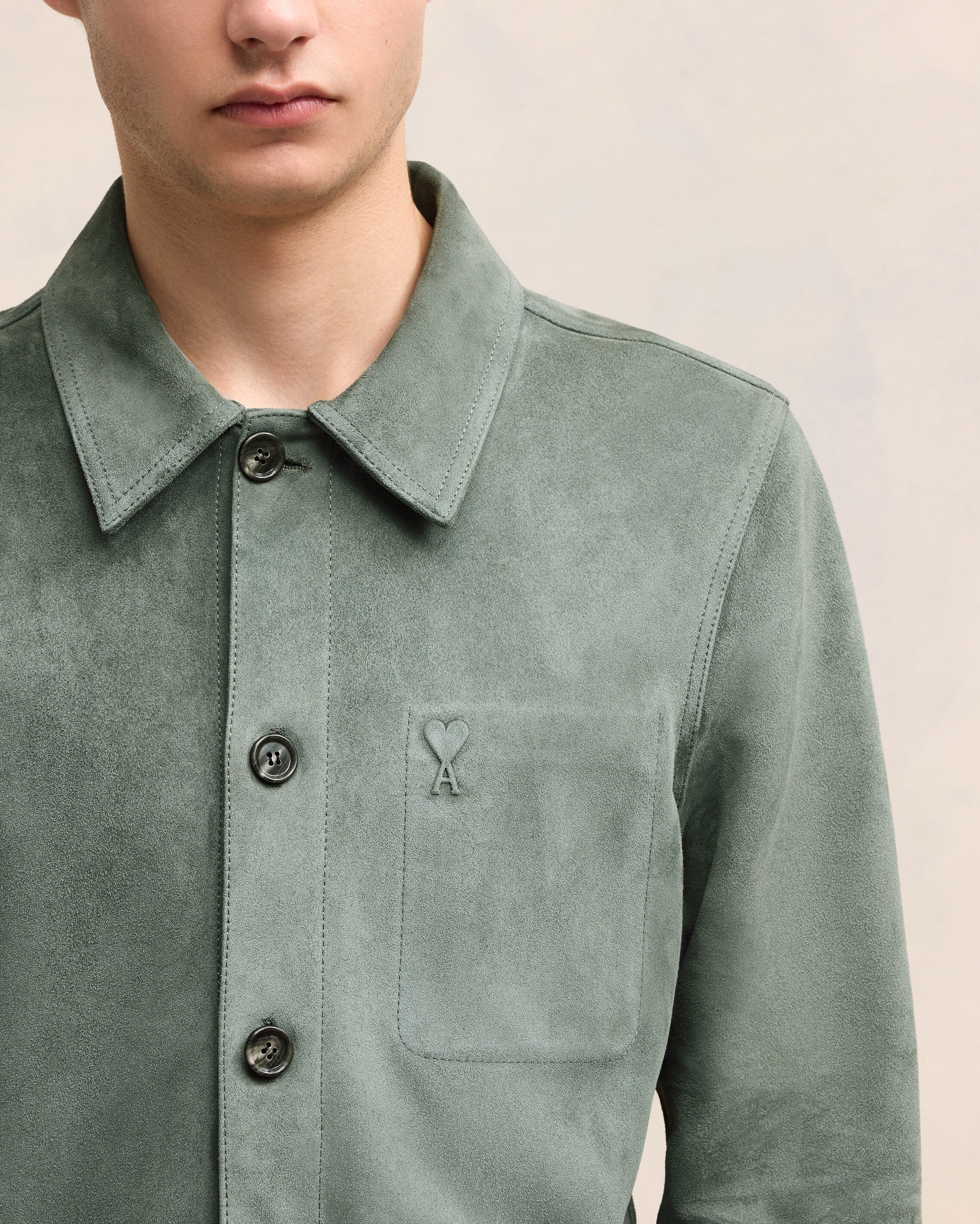 LEATHER BUTTONED OVERSHIRT - 4