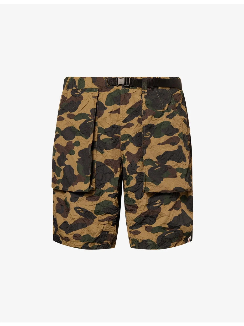 Crinkle Camo Printed Cotton Shorts - 1