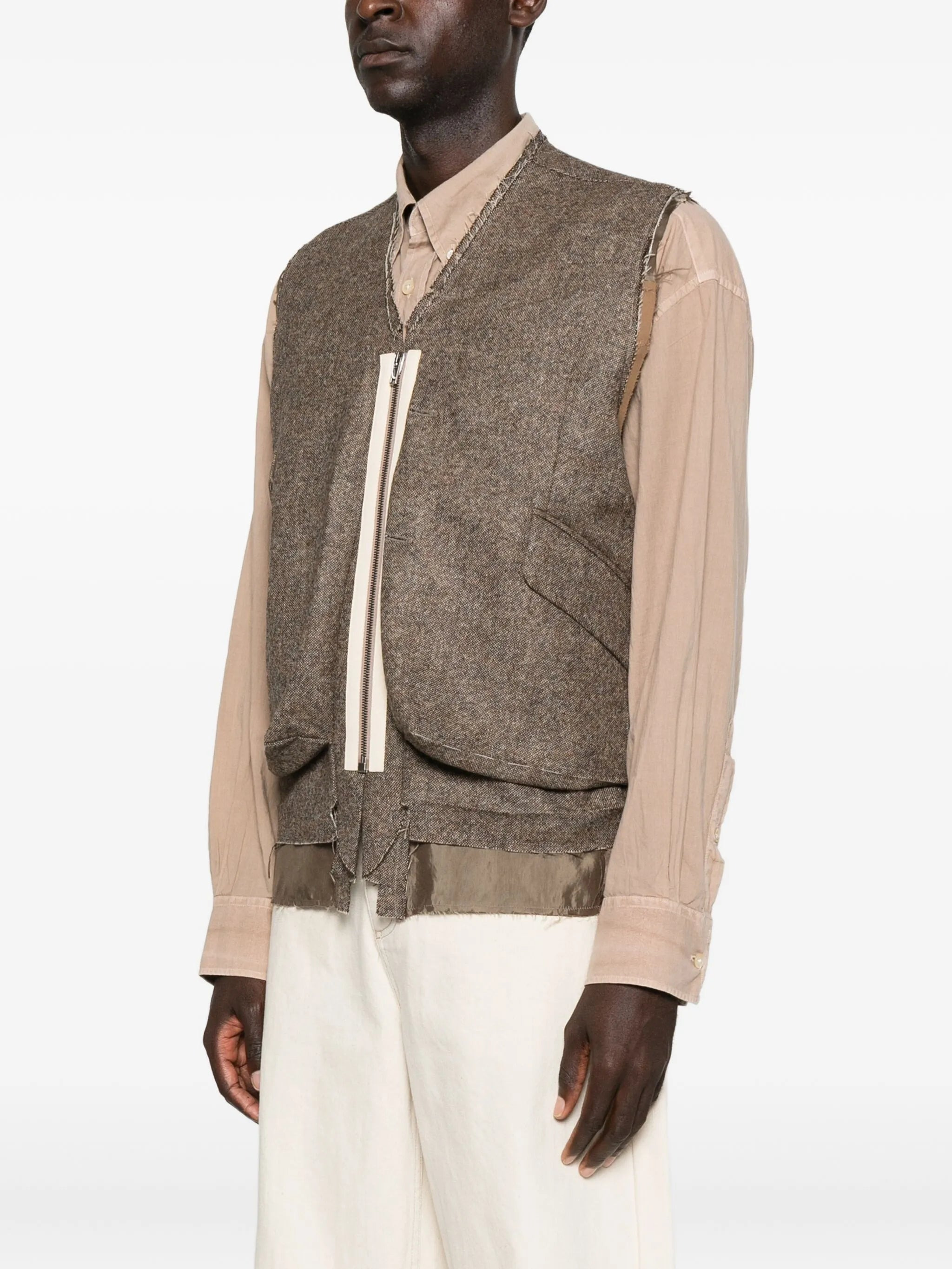 Maison Margiela Pocket-detail Frayed-edge Gilet - 5