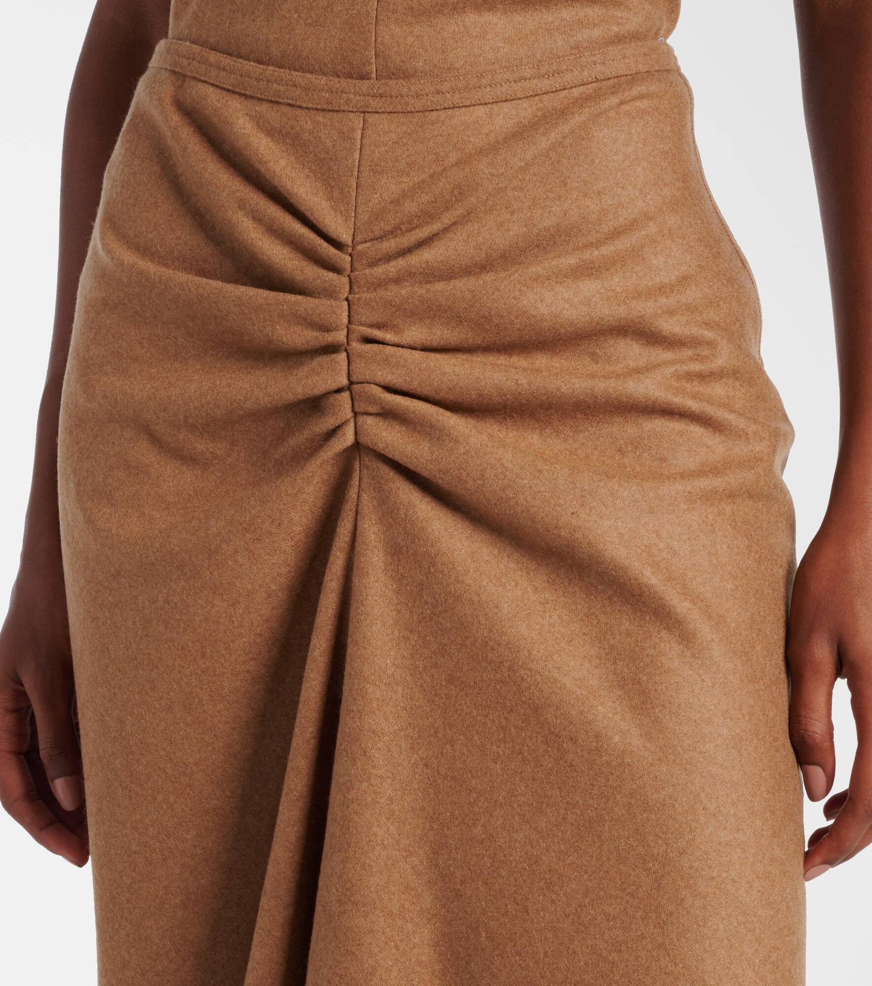 Gathered wool and cashmere midi skirt - 4