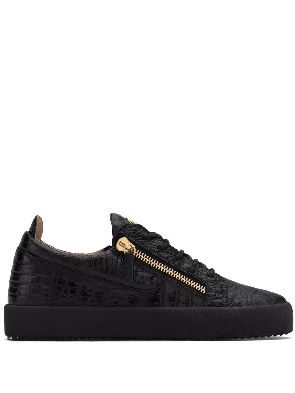 Frankie crocodile-embossed low-top sneakers - 1