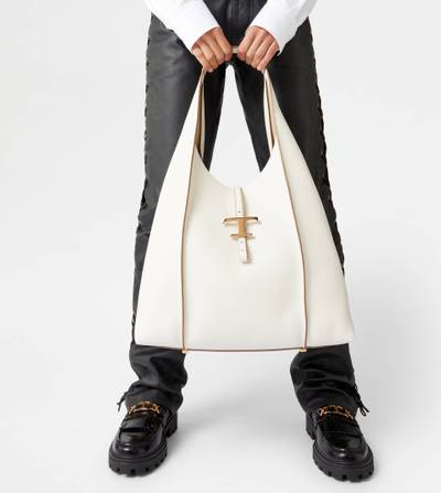 Tod's T TIMELESS HOBO BAG IN LEATHER LARGE - WHITE outlook