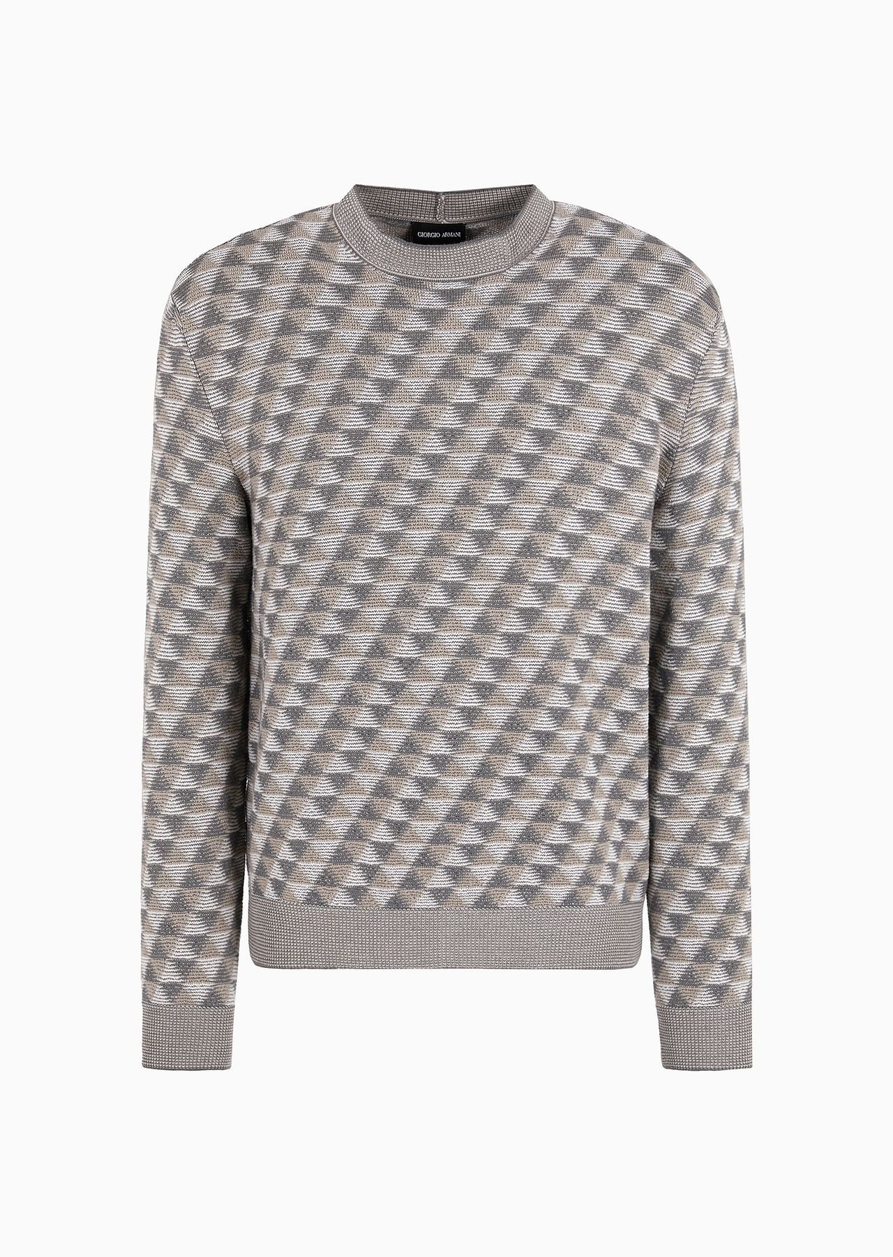 Jacquard virgin-wool, crew-neck jumper - 1