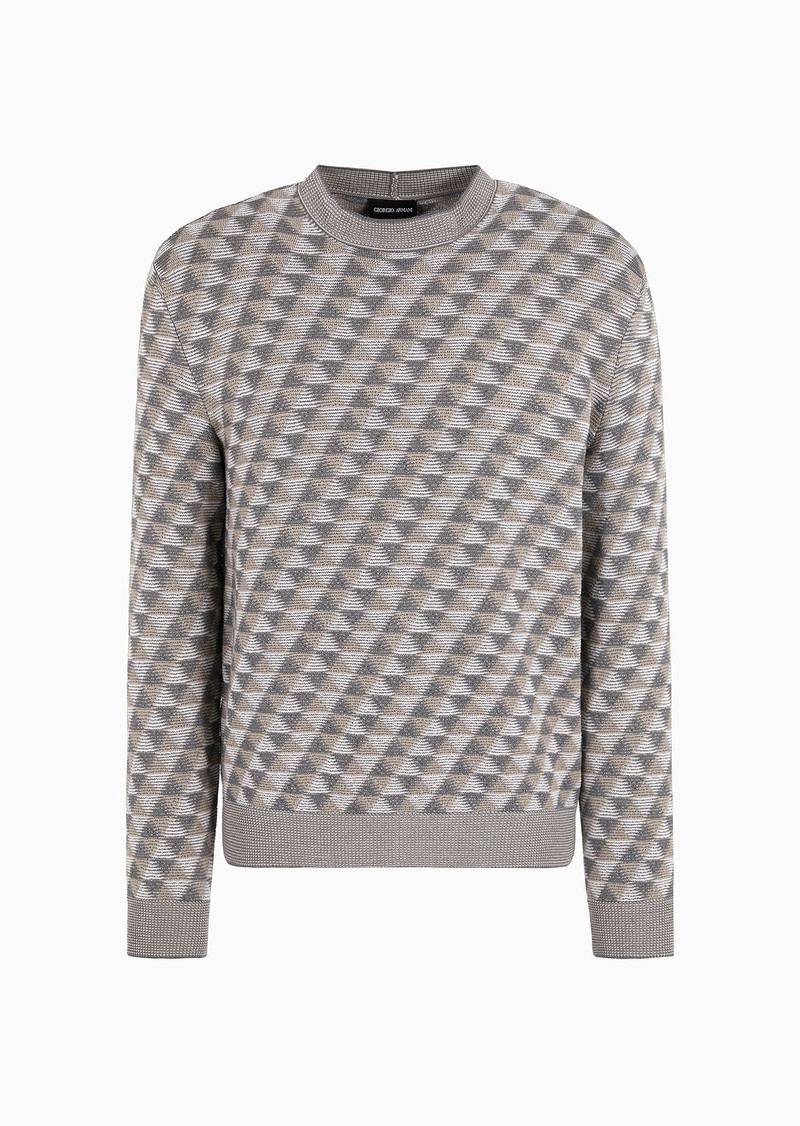 Jacquard virgin-wool, crew-neck jumper 1