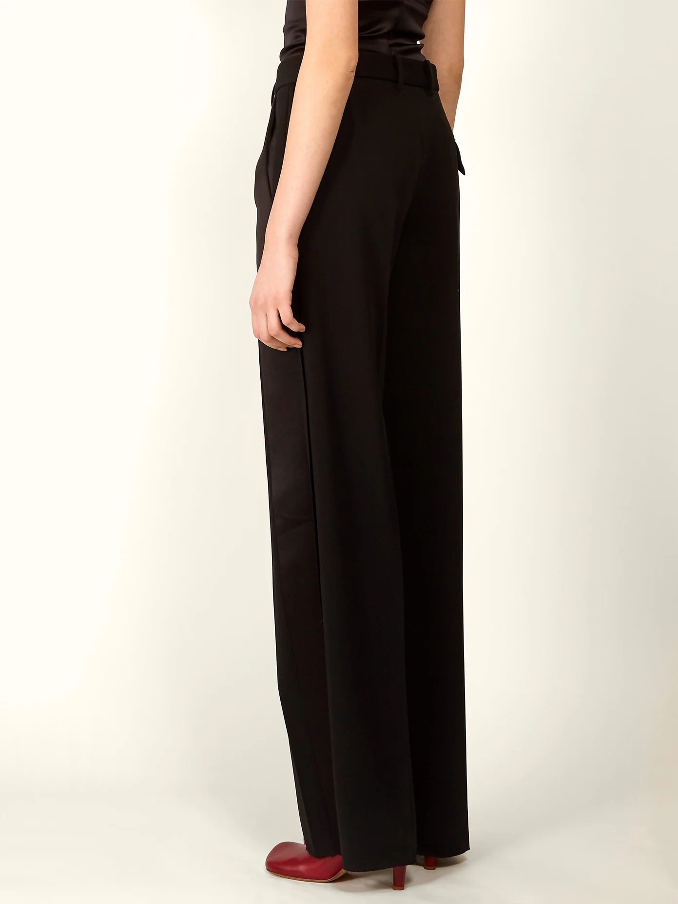 Straight-leg silk-trim wool-twill trousers - 3