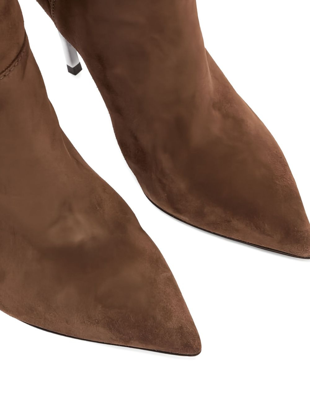 100MM metallic-heel suede over-the-knee boots - 4