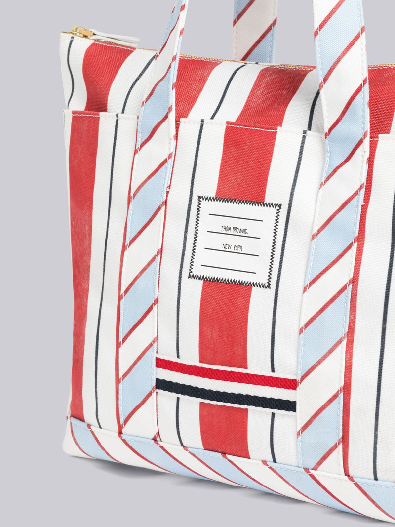 Thom Browne Washed Striped Canvas Small Tool Tote outlook