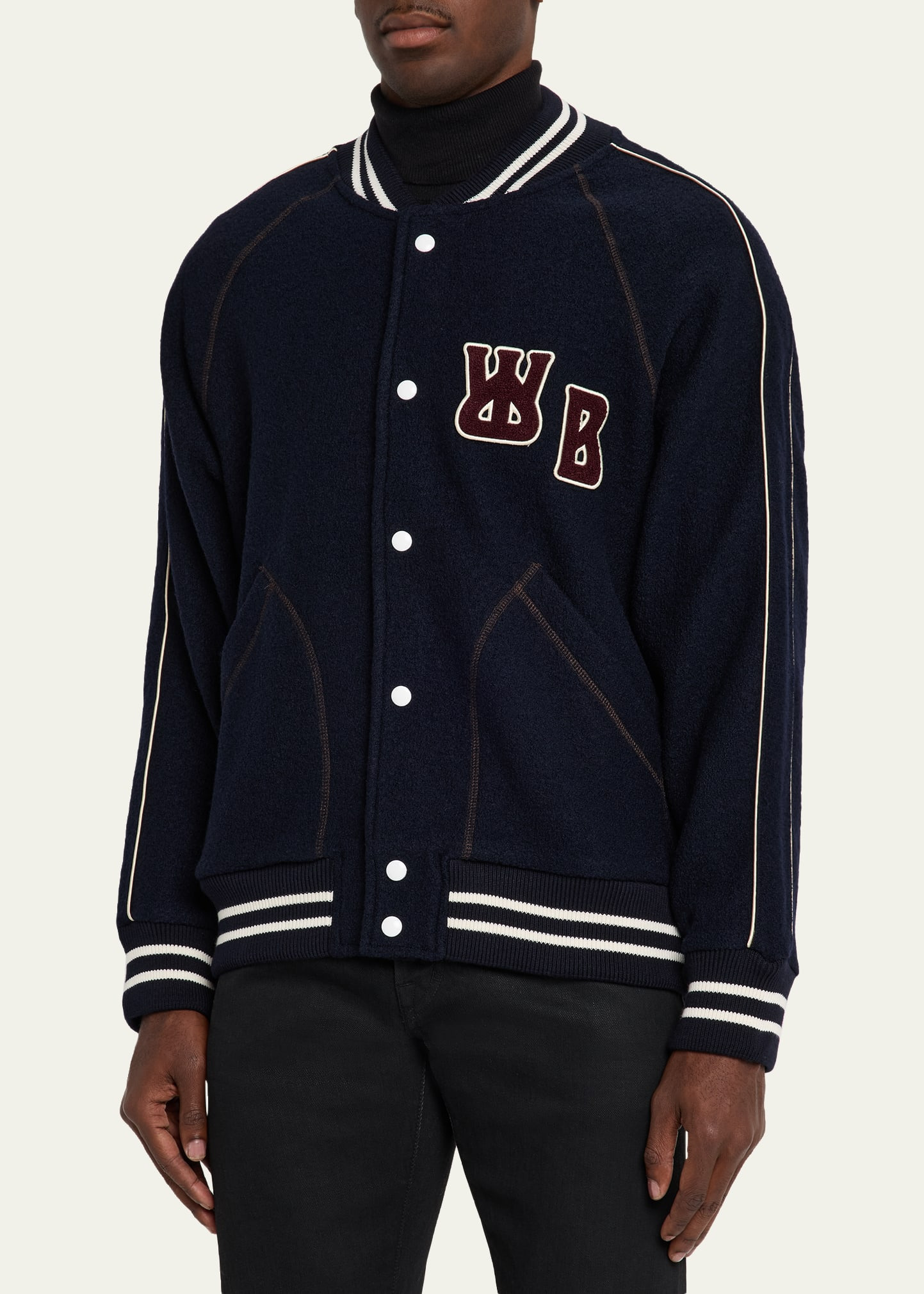 Men's Wool Snap-Front Varsity Blouson - 4