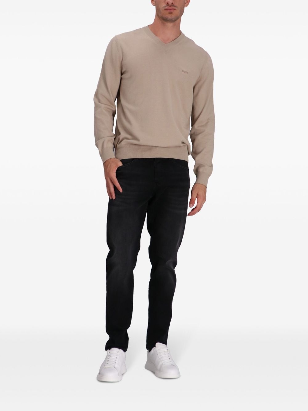 V-neck cotton jumper - 2