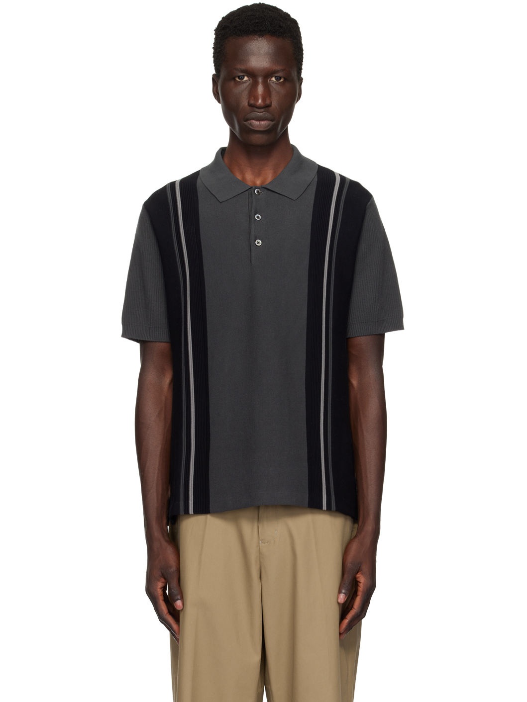 Black & Gray Stripe Polo - 1