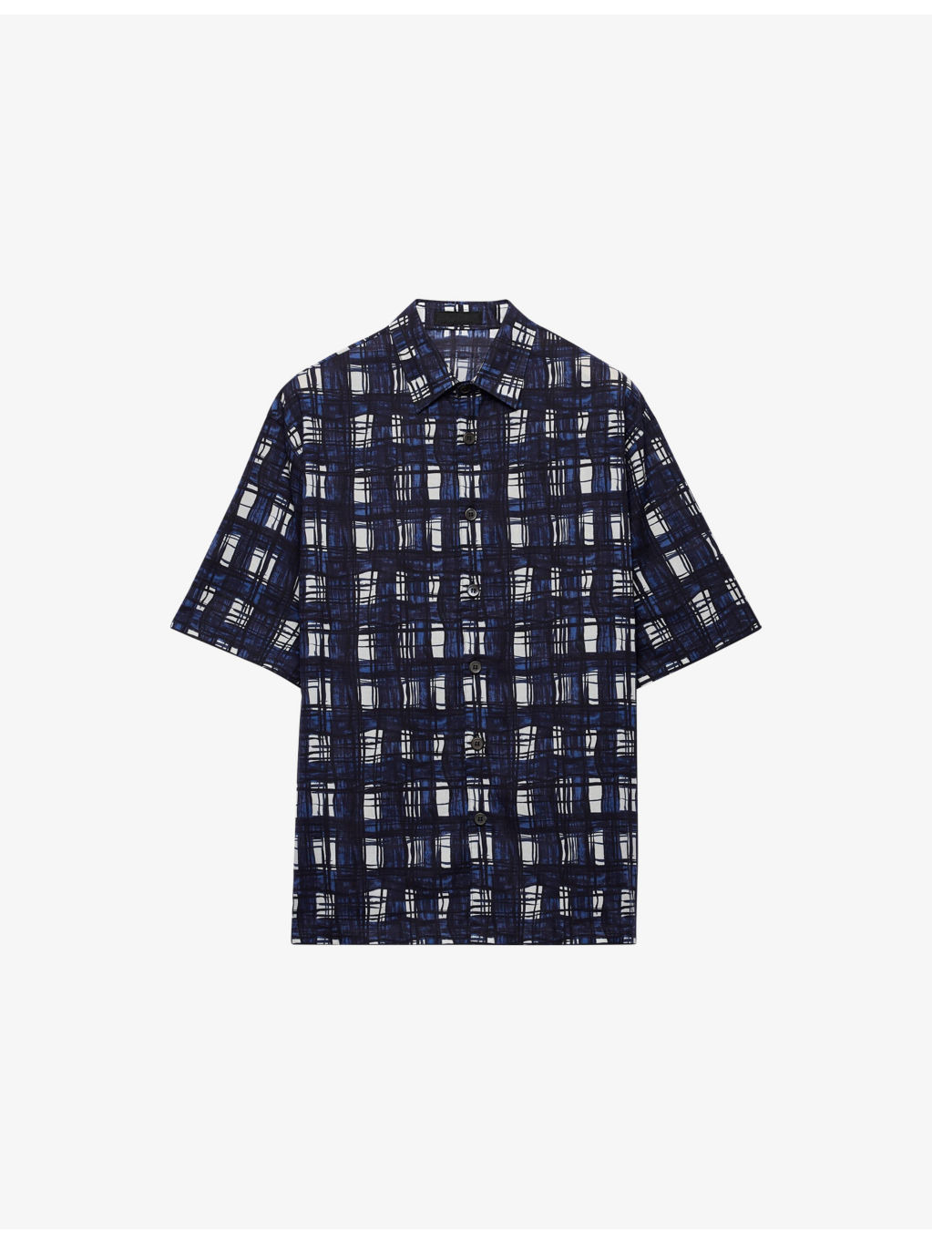 Geometric-Print Short-Sleeve Cotton Shirt - 1