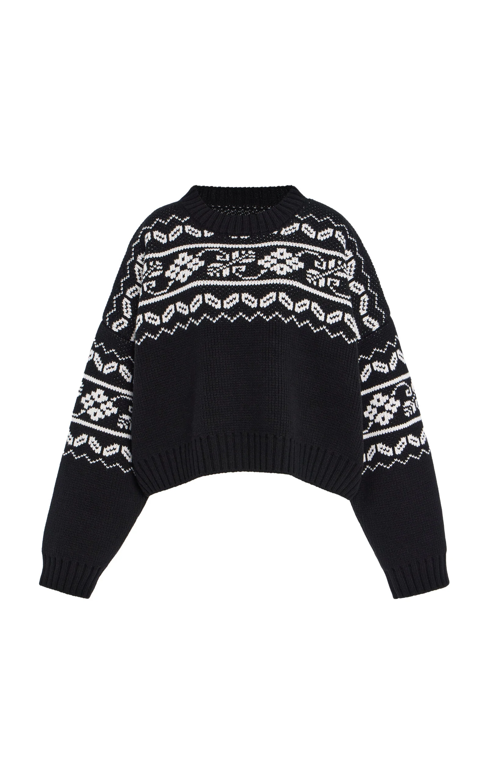 Oversized Fair-Isle Knit Wool Sweater black - 1