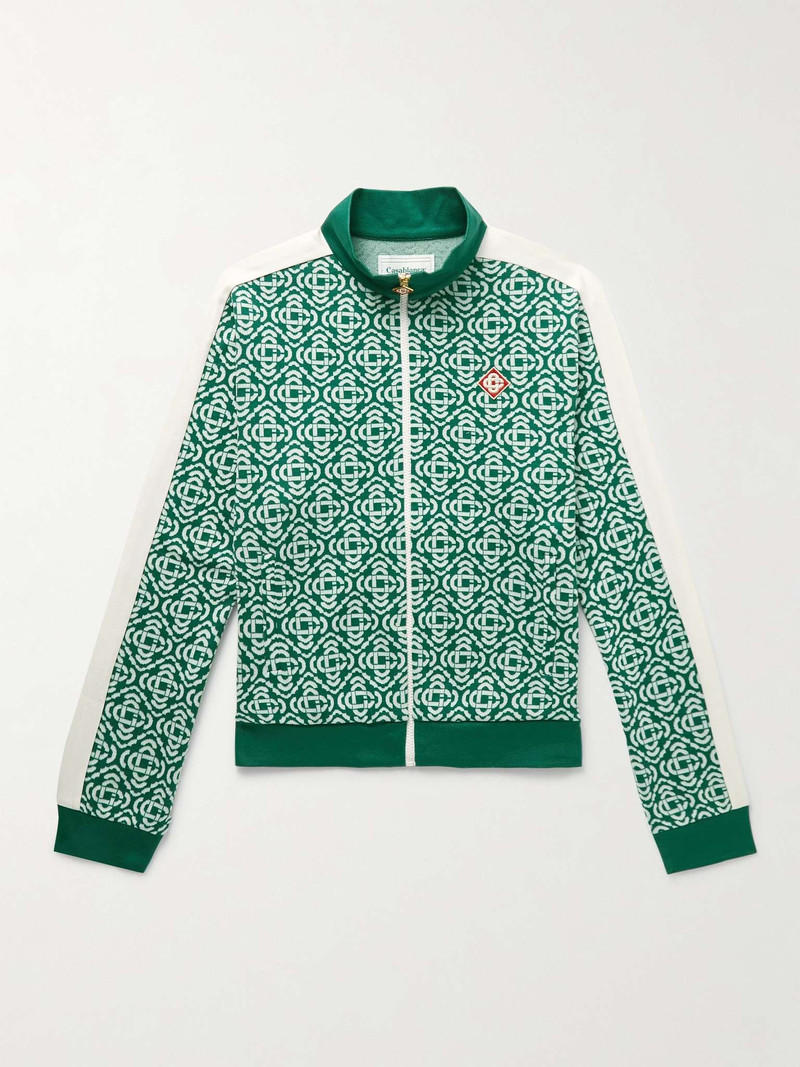 Slim-Fit Logo-Jacquard Cotton-Blend Track Jacket 1