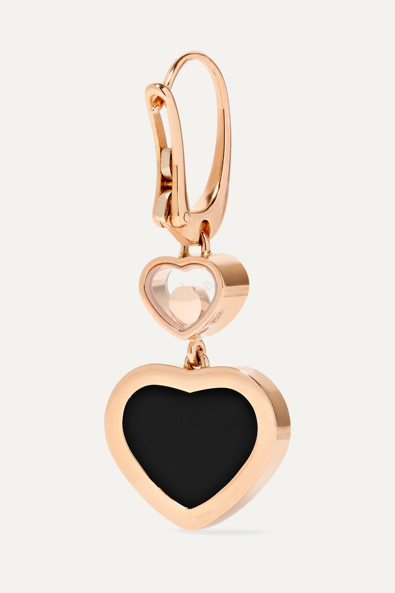 Happy Hearts 18-karat rose gold, diamond and onyx earrings - 3